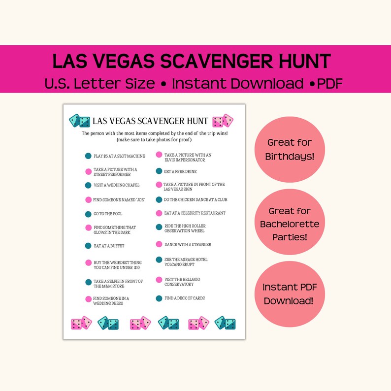 Las Vegas Scavenger Hunt Fun and Affordable Instant Pdf - Etsy