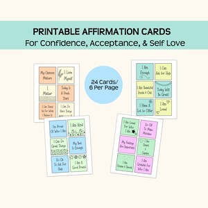 Tarjetas de afirmación de confianza, tarjetas imprimibles para confianza, aceptación y autoestima, descarga instantánea en PDF, ideales para tableros de visión.