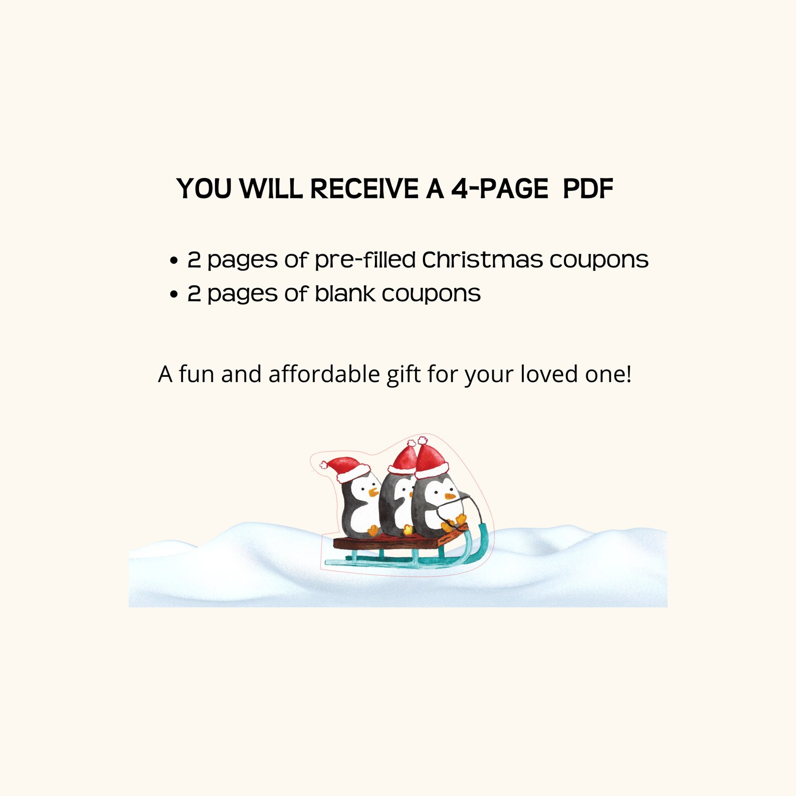 Printable Christmas Coupons Multiple Printing Options and - Etsy