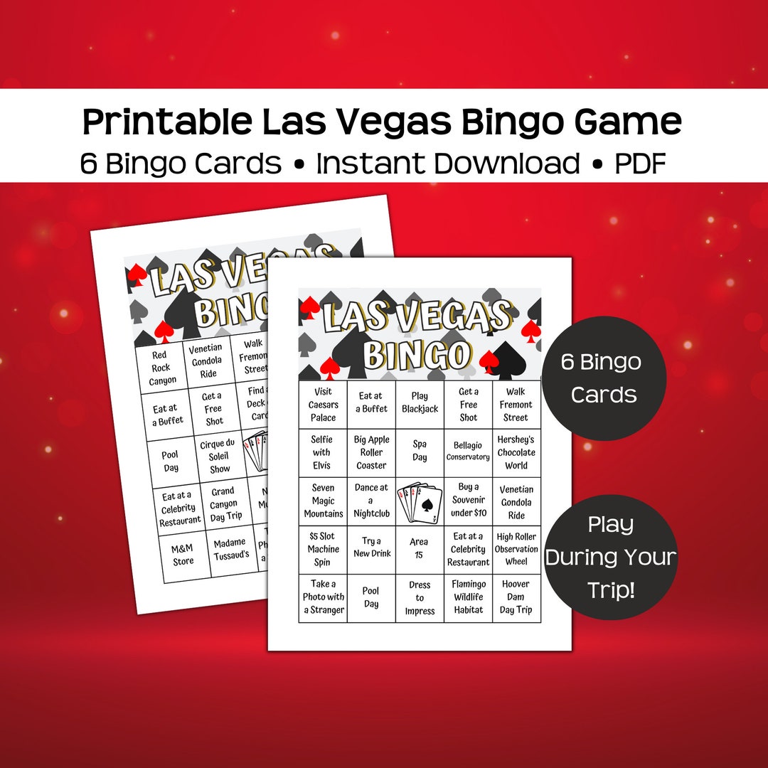 Printable Vegas Bingo Game, 6 Cards, Instant Pdf Download, Fun for ...