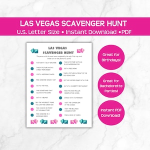 Búsqueda del tesoro en Las Vegas, divertida y asequible, descarga instantánea en PDF, ¡excelente juego para grupos, cumpleaños, despedidas de soltero y soltera!