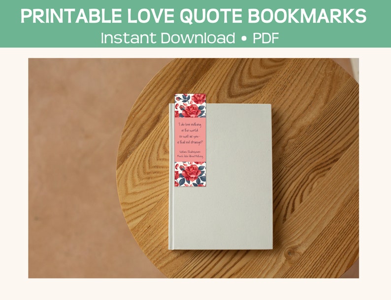 Love Quote Printable Bookmarks Instant Pdf Download Literary - Etsy