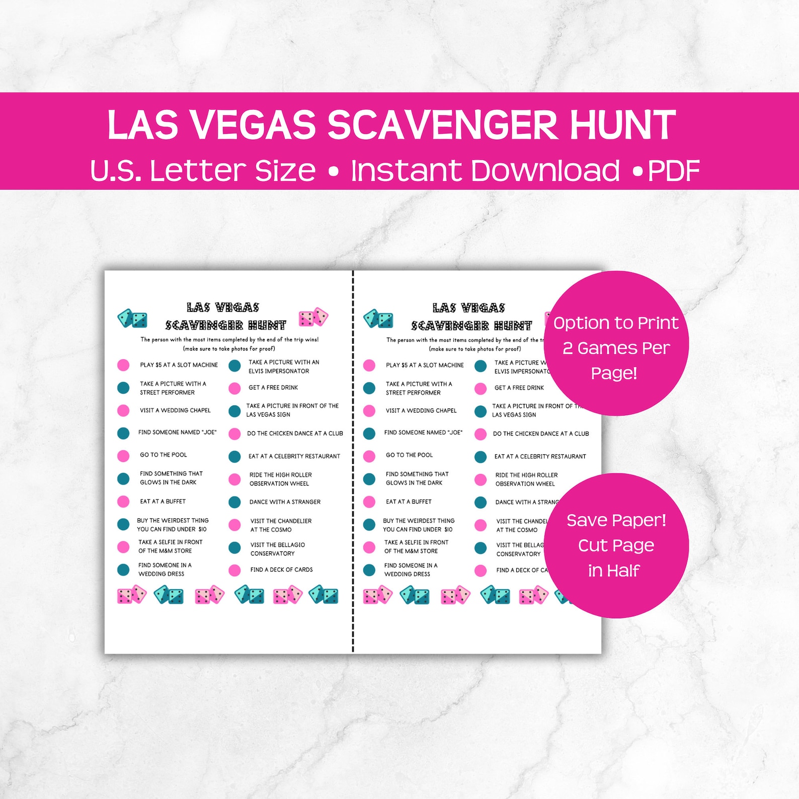 Las Vegas Scavenger Hunt, Fun and Affordable, Instant Pdf Download, Great Game for Groups ...