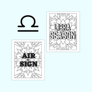 Printable Libra Zodiac Sign Coloring Sheets September and - Etsy