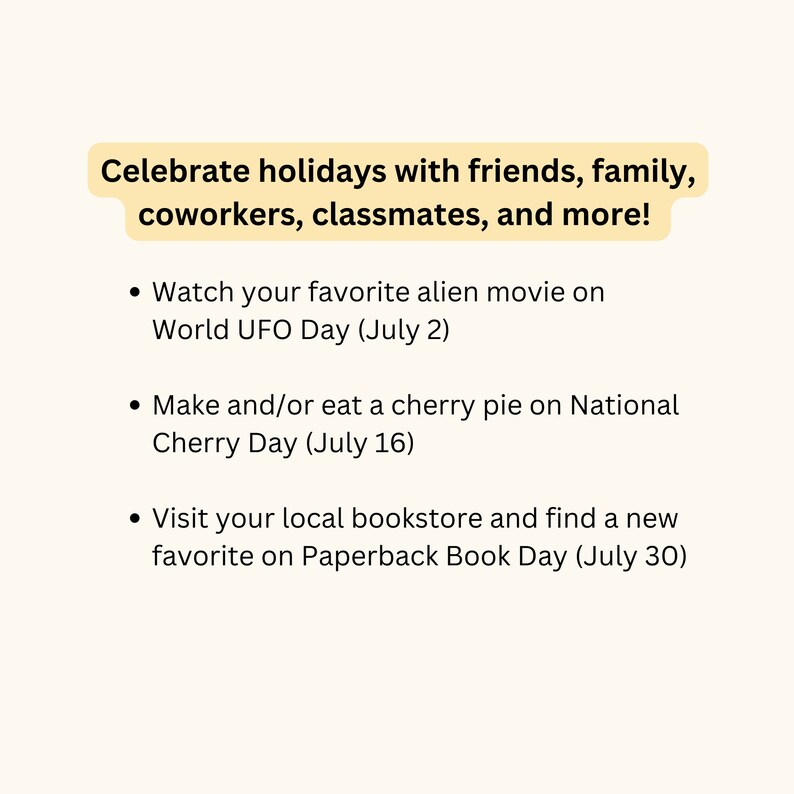 Printable July 2024 Holiday Calendar, Fun, Wacky, and National Holidays