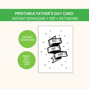 Biglietto d'auguri stampabile per la festa del papà, il miglior papà di sempre, download immediato del PDF, stampa, taglia e piega, ottimo anche per i compleanni, biglietto d'auguri stampabile per papà