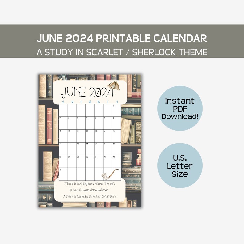 Printable June 2025 Calendar Page Featuring Quote From A Study in
