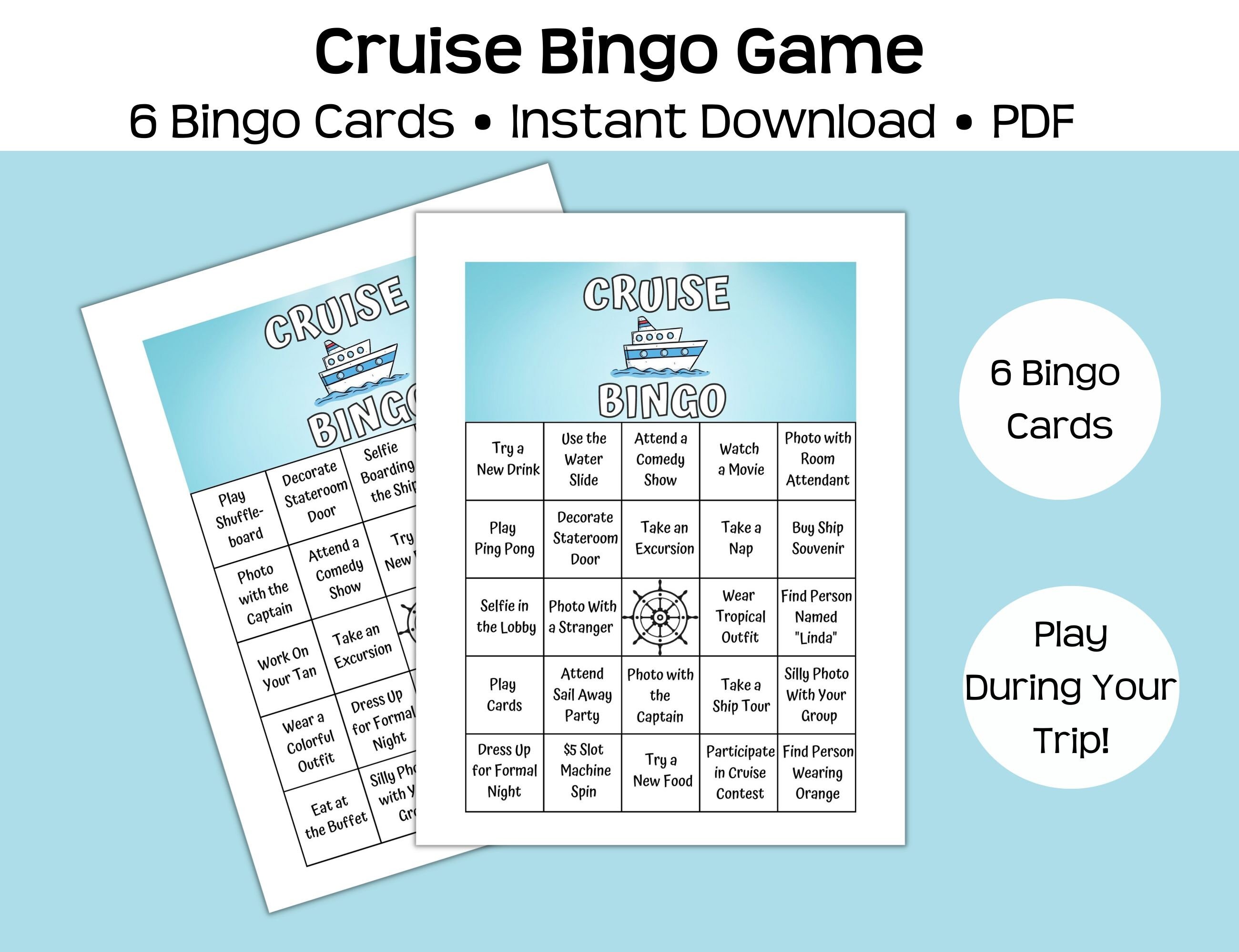 Carnival Cruise Bingo Etsy
