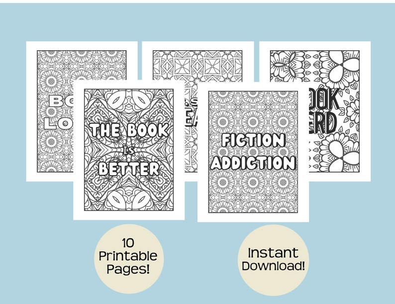 Book Lover Coloring Pages Adult Coloring Sheets Printable Etsy