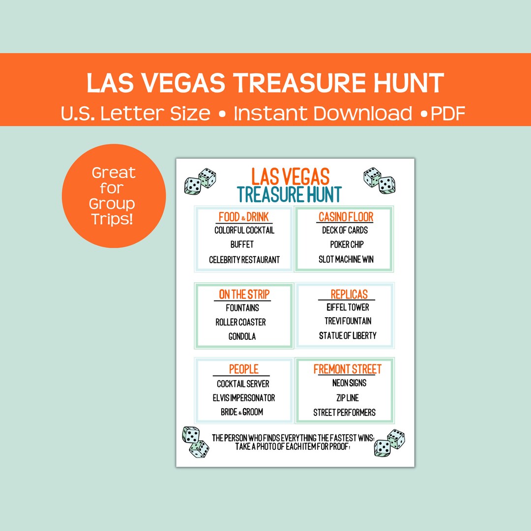 Printable Las Vegas Treasure Hunt, Fun and Affordable Vacation Game, Instant Pdf Download, Play ...