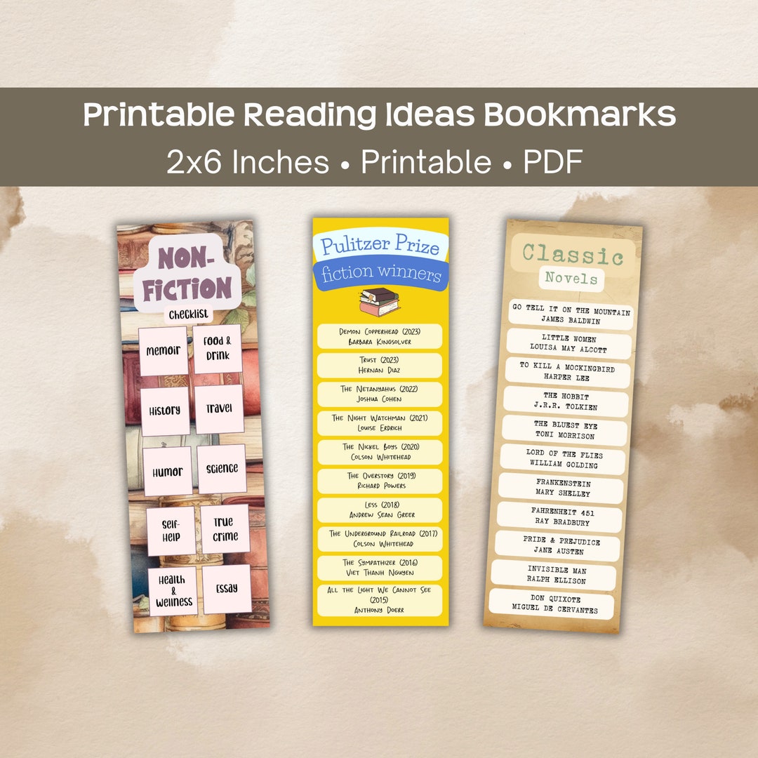 Printable Bookmarks, Reading Ideas, Pulitzer Prize Winners, Non-fiction ...