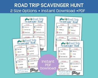 Road Trip Scavenger Hunt Printable for Kids and Families, Long Car Rides, I-Spy Game, Family Car Ride Activity, Instant PDF Download