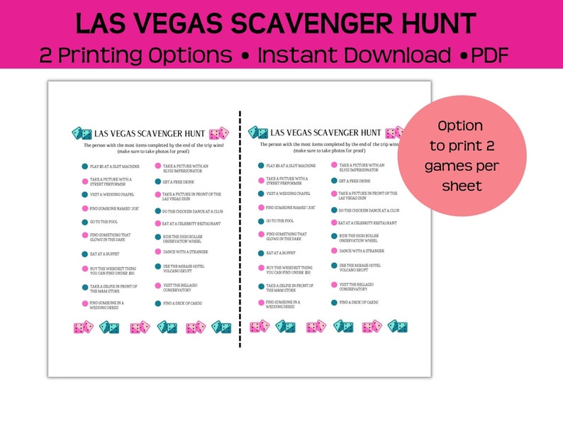 Las Vegas Scavenger Hunt Fun and Affordable Instant Pdf Etsy