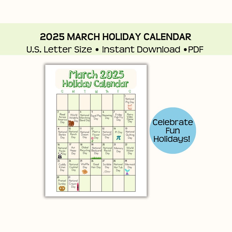 Print March 2025 Calendar Etsy