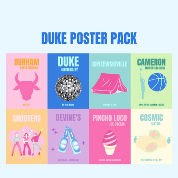 Duke University College Digital Poster Art Prints