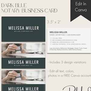Notary Business Card Digital Download Canva Template For Loan Signing Agents, Mobile Notaries, and Small Business Branding