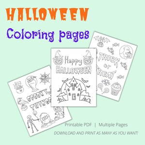 3 Halloween Coloring Pages, Halloween Activity for Kids, Printable Coloring Pages