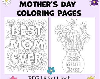 Mother's Day Coloring Pages, Gift For Mom (PDF)