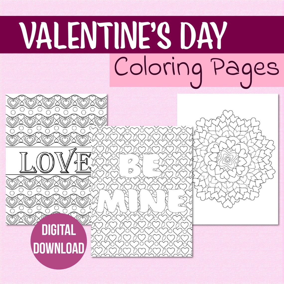 Valentine's Day Coloring Pages, Pattern Coloring Pages, Valentine's Day