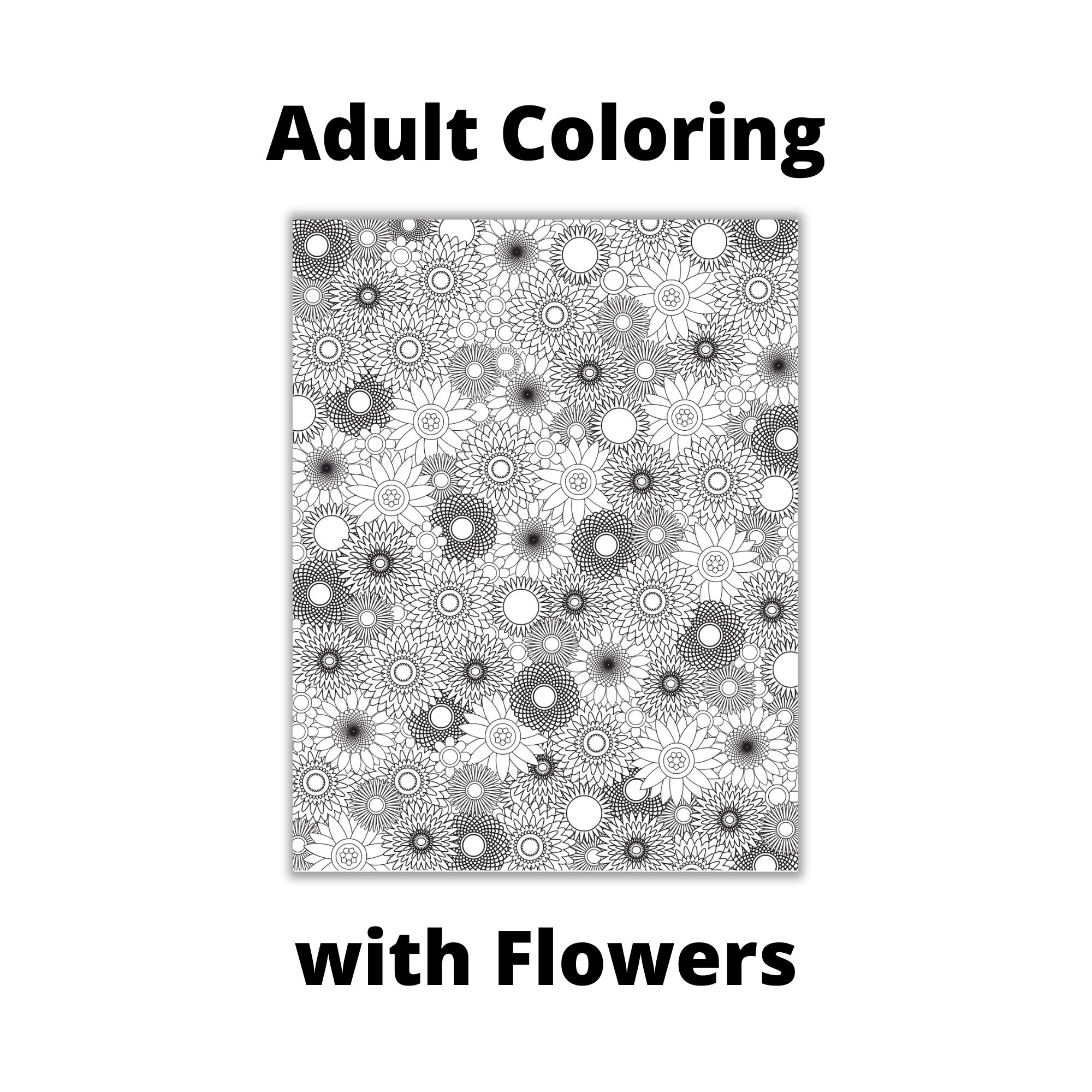 Flower Coloring Page, Adult Coloring Page With Flowers, Adult Flower ...