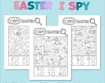 Easter I Spy Printable Worksheets, Kids Activity (Digital Download)