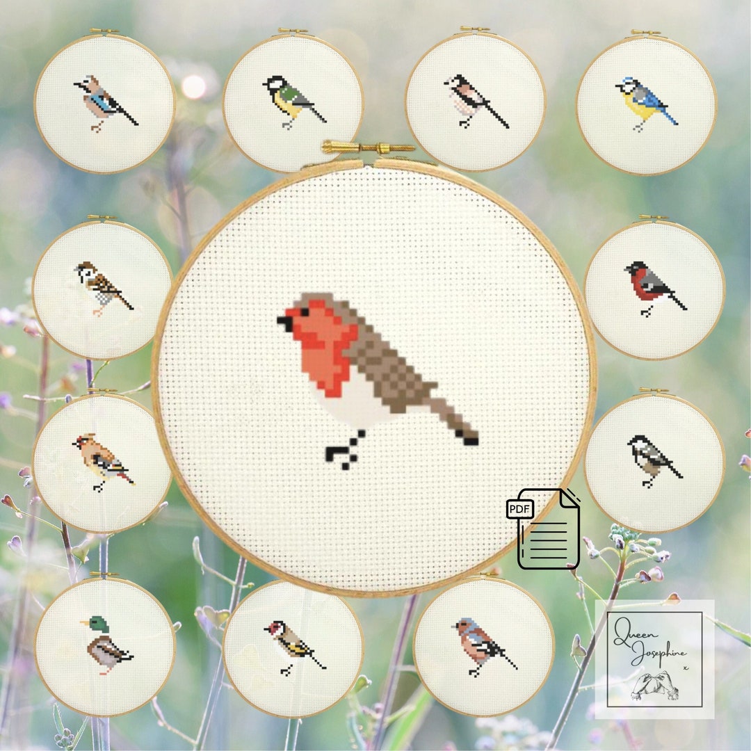 Simple Robin Garden Bird Mini Cross Stitch Pattern Quick and Easy for ...