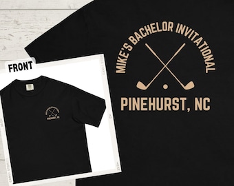 T-shirt pesante personalizzata per il fine settimana di golf di laurea, nome personalizzato e posizione della camicia Groomsmen per il weekend dei ragazzi sui collegamenti