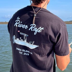 Custom Boat T-Shirt – Dark Colors – (TShirt Only, Artwork purchase separately) Heavyweight cotton custom boat tee | Gift for Boat Owners