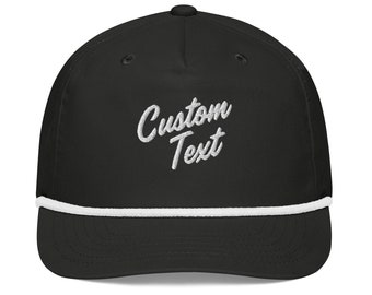 Custom Script Embroidered Rope Hat - Black/White or Navy/Mint Snapback | Personalized Gift or Party Hat | Personalized Rope Hat