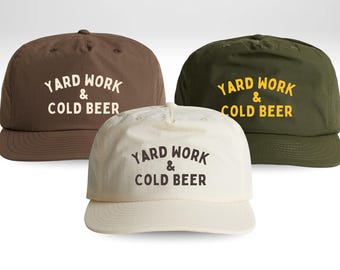Yard and Cold Beer Hat – Lightweight Recycled Nylon Snapback for Dads, Husbands and Lawn Mowers Everywhere