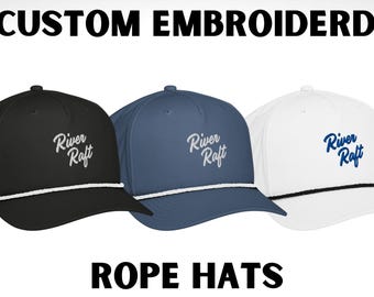 Cappello in corda con nome personalizzato per barca - Logo o nome della barca ricamato - Cappello da barca personalizzato con chiusura a scatto come regalo per il proprietario della barca