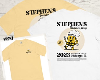 CUSTOM Bachelor Party Retro Beer Tshirt | Front and Back design for Boys Weekend