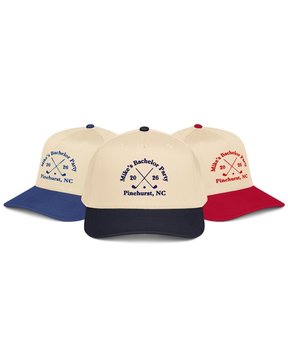 Custom Golf Bachelor Party Hat – Personalized Five Panel Snapback | Golf Trip Hat | Groomsmen Gift | Custom Golf Tournament Hat