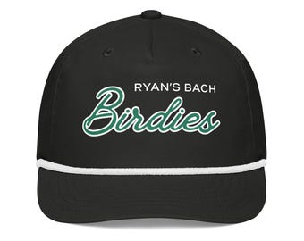 Birdies Golf Rope Hat – Two-Tone Green Script – Custom Bachelor Party Hat – Personalized Groom’s Bach Snapback (DTF Print)
