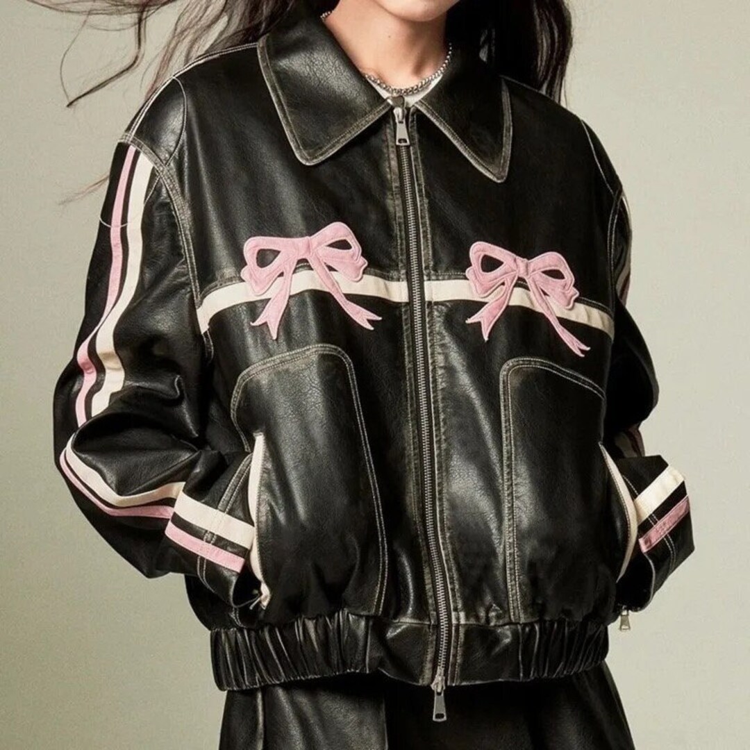 Oversized Bow Leather Jacket Etsy