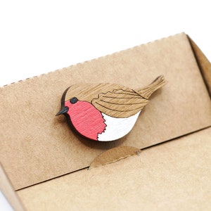 Robin brooch / Hand painted robin pin Small