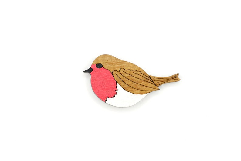 Robin brooch / Hand painted robin pin image 3