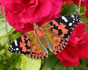 Painted Lady Butterfly statement necklace