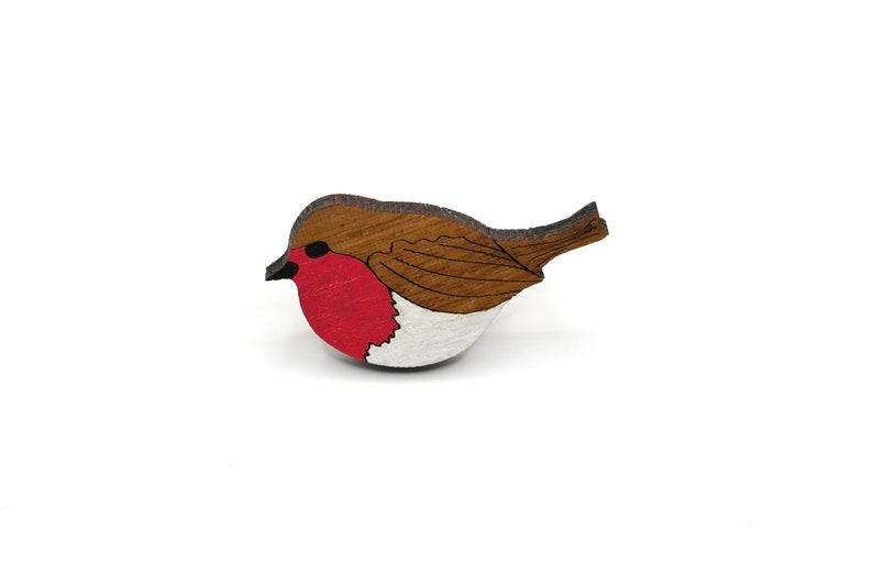 Robin brooch / Hand painted robin pin image 2