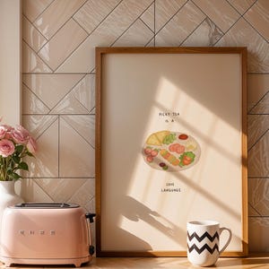 Stampa artistica da parete Picky Tea - Divertente citazione sul cibo britannico - Grazioso poster da cucina, regalo per lei, accogliente arredamento per la casa, arte per cena tra ragazze - Download digitale
