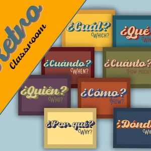 Spanish Question Words Poster Set (with Translations) - Retro