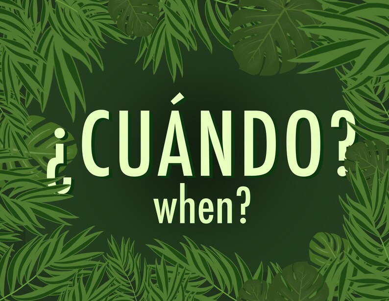 Spanish Question Words Poster Set with English Translations Tropical Etsy