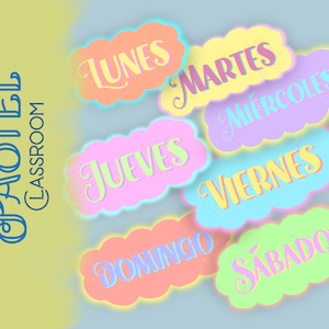 Días de la semana en español - Pastel