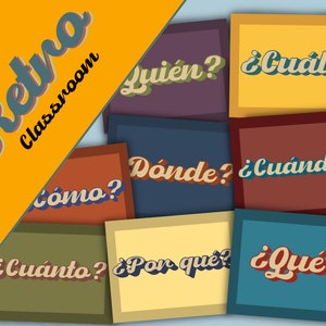 Spanish Question Words Poster Set - Retro