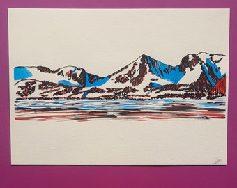 Peinture encre de chine / Montagnes