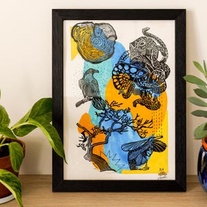Linogravure originale / animaux