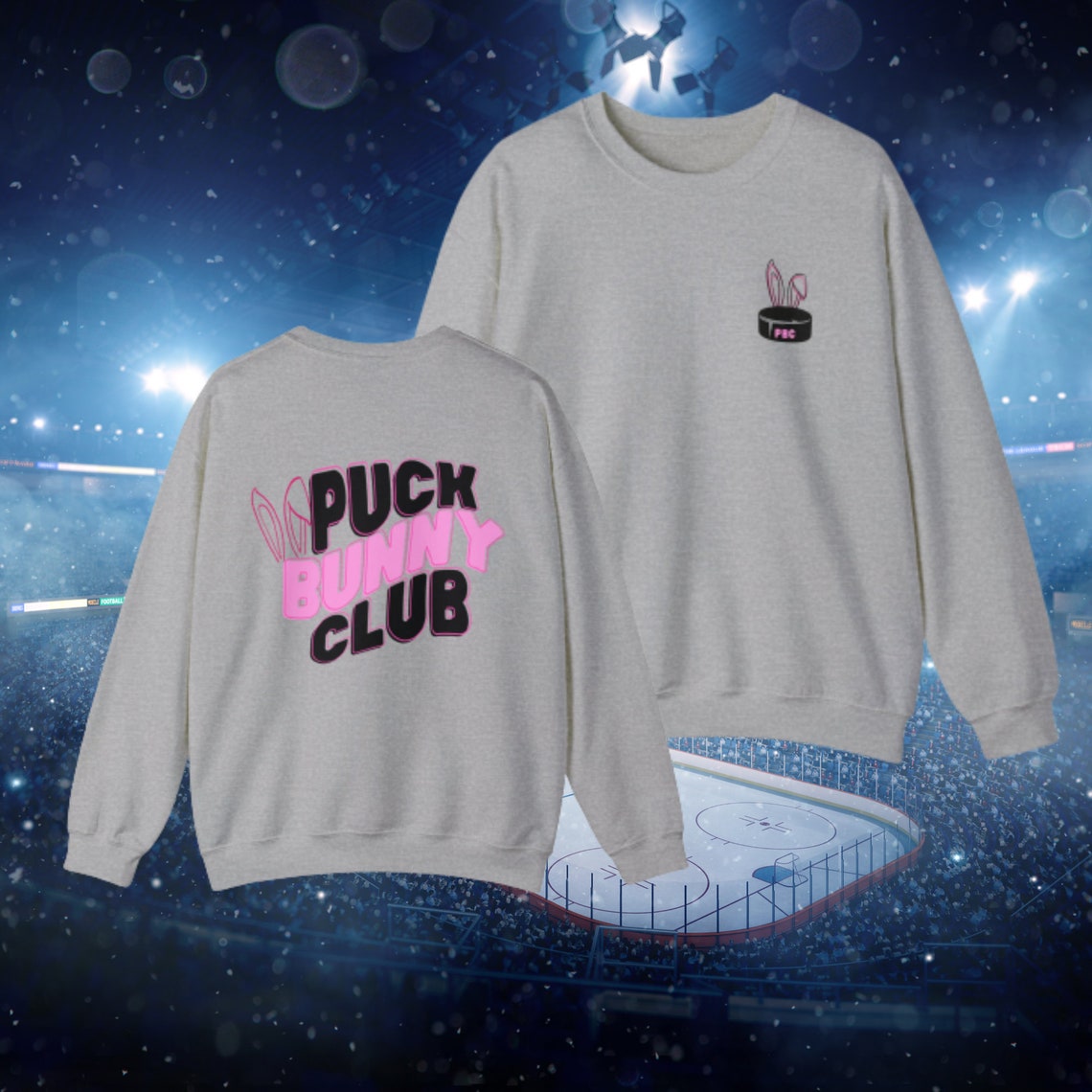 Puck Bunny Club Crewneck Sweatshirt Puck Bunny Hockey Hoodie Hockey