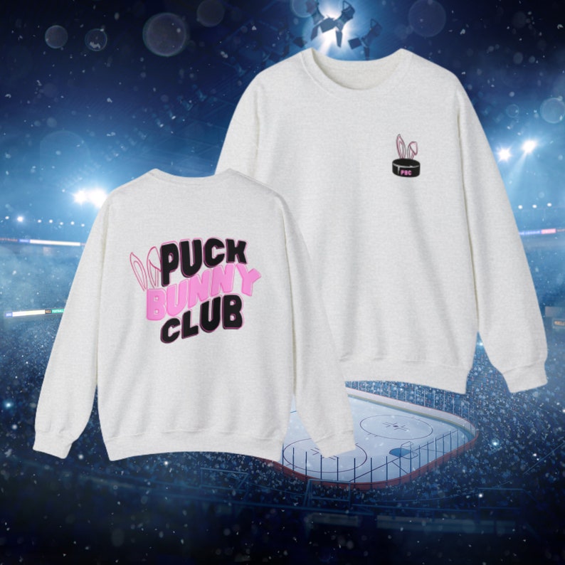 Puck Bunny Club Crewneck Sweatshirt Puck Bunny Hockey Hoodie Hockey Hoodie Hockey Chic