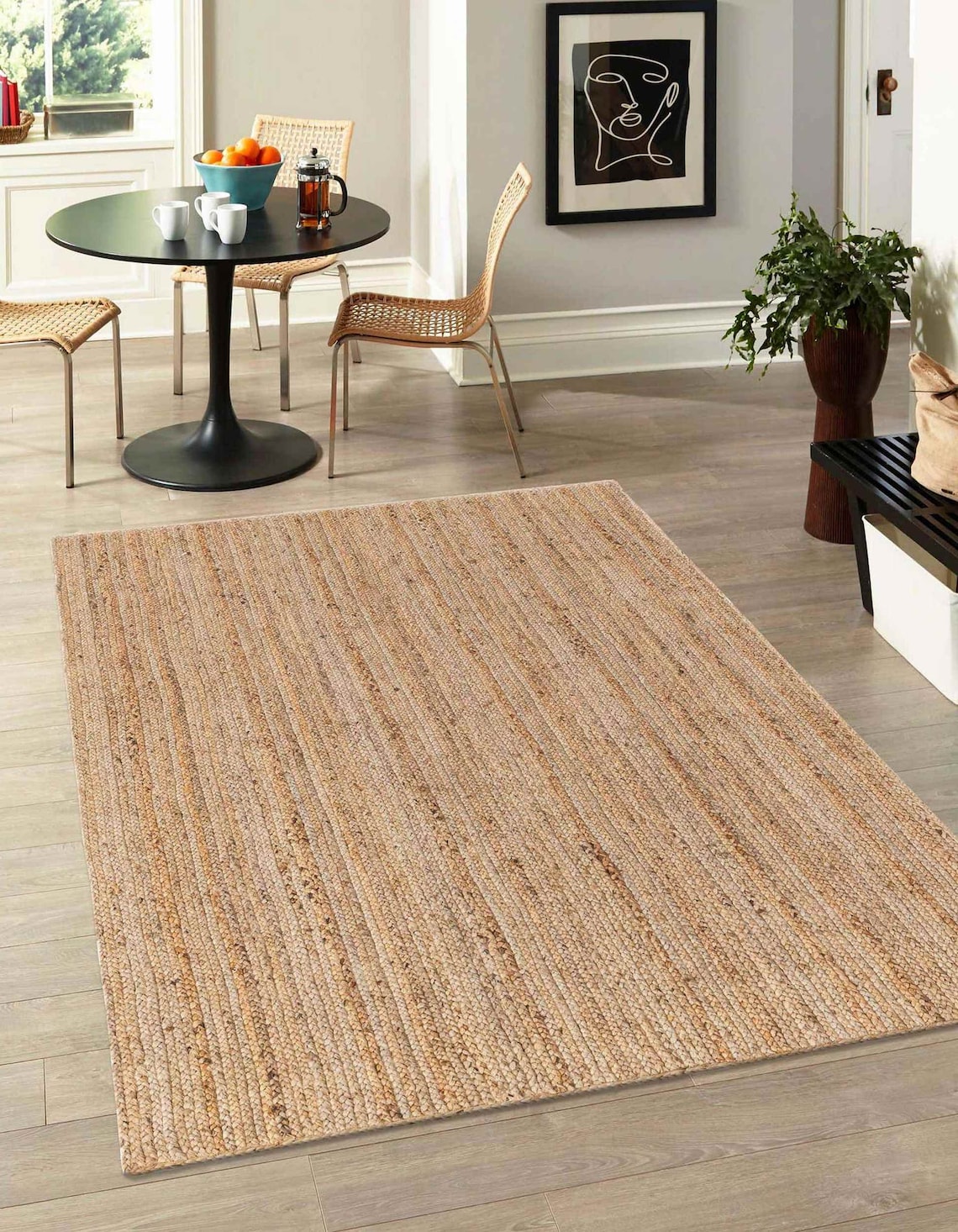 8x10 Jute Rug 9x12 Jute Rug Braided Rug for Farmhouse, Living Room