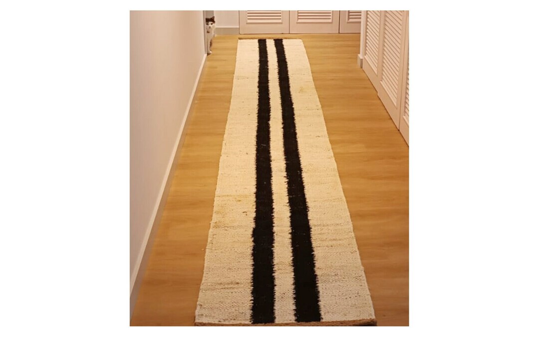 Black Striped Stair Runner Jute Runner Rug Sisal Runner Etsy